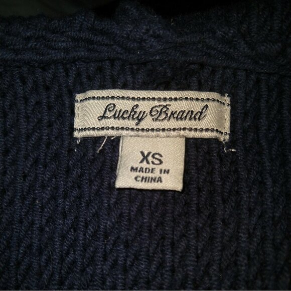 Lucky Brand Cardigan Sweater Multicolor Women Hooded Size XS Tassel Trim - Picture 5 of 7